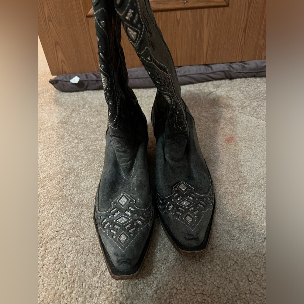 Corral Ladies Black and Silver Glitter Inlay Boots - Picture 2 of 5